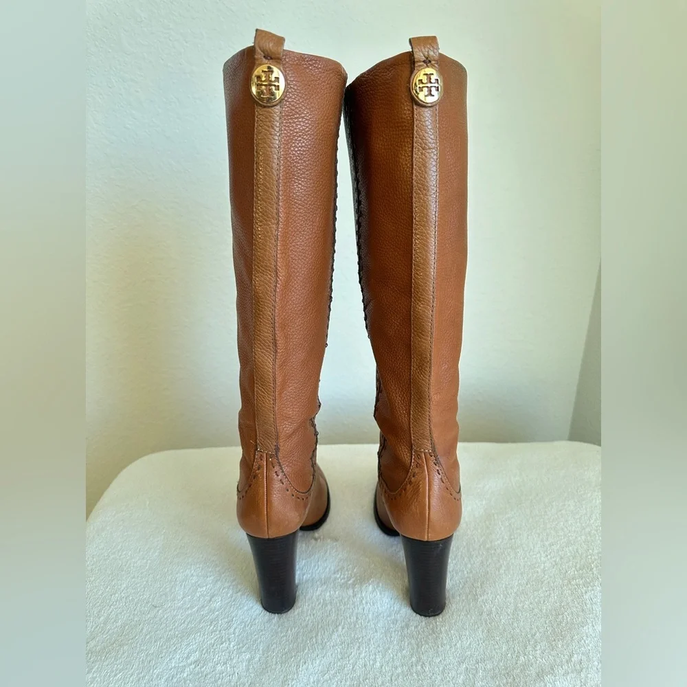 Tory Burch Wyatt Stovepipe Boot size 9.5 M brown‎ tall riding boots